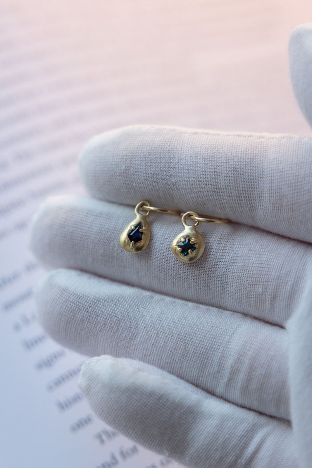 MISMATCH SAPPHIRE SLEEPERS - GOLD - Neij Jewellery, Earrings