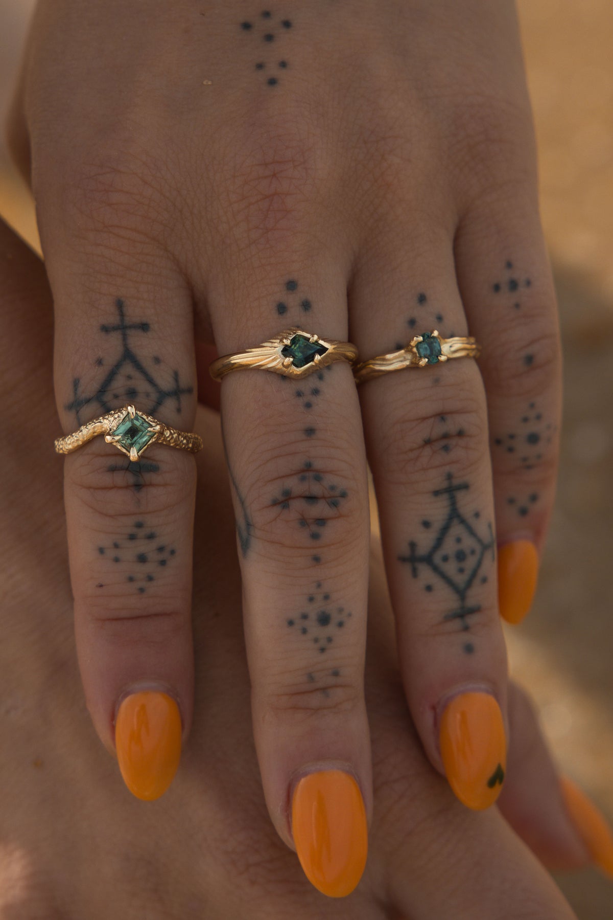 Ocean Inspired Gold Sapphire Rings